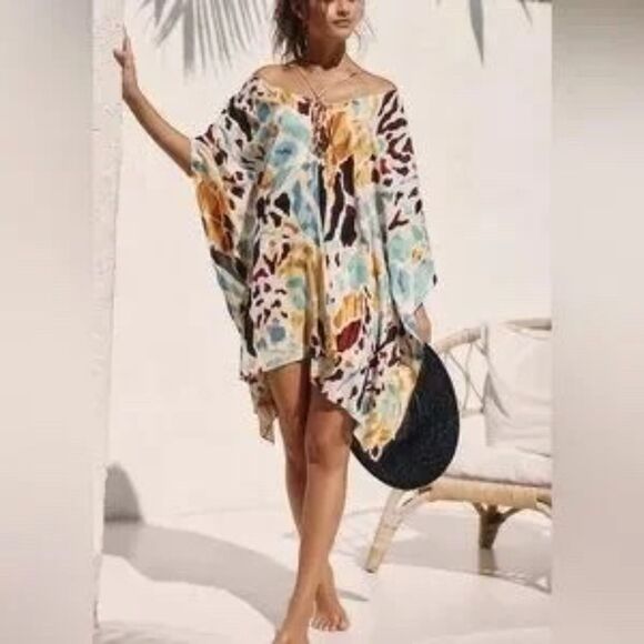 Anthropologie Printed Beach Mini Coverup Dress Size Large/XL - Picture 1 of 8